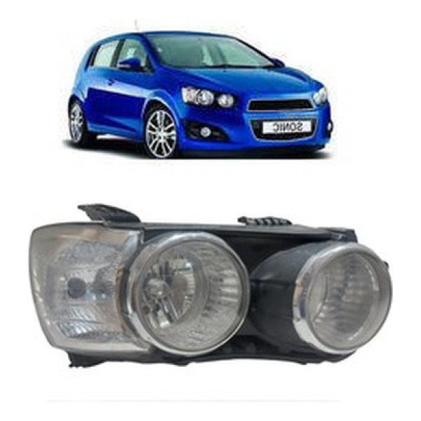 Farol Direito Sonic 2012 A 2014 Aro Preto