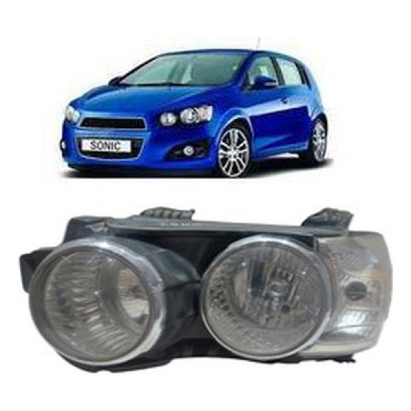 Farol Esquerdo Sonic 2012 A 2014 Aro Preto