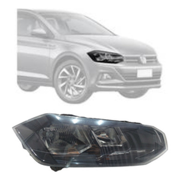 Farol Direito Polo Virtus 18/22 Masc Negra Friso Preto